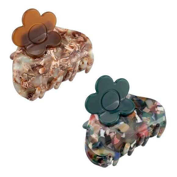2 Pack Handmade Flower Acetate Claw Clips Large Stylish Hair Accessories main image 5